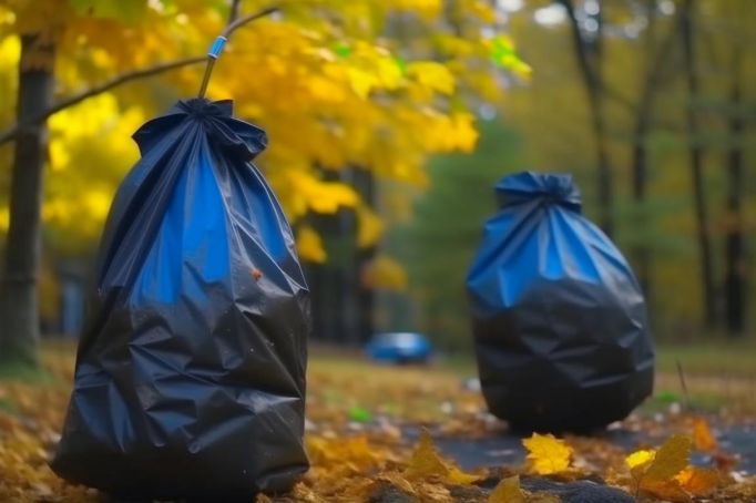 В Новомосковске нарядили дерево мусорными пакетами