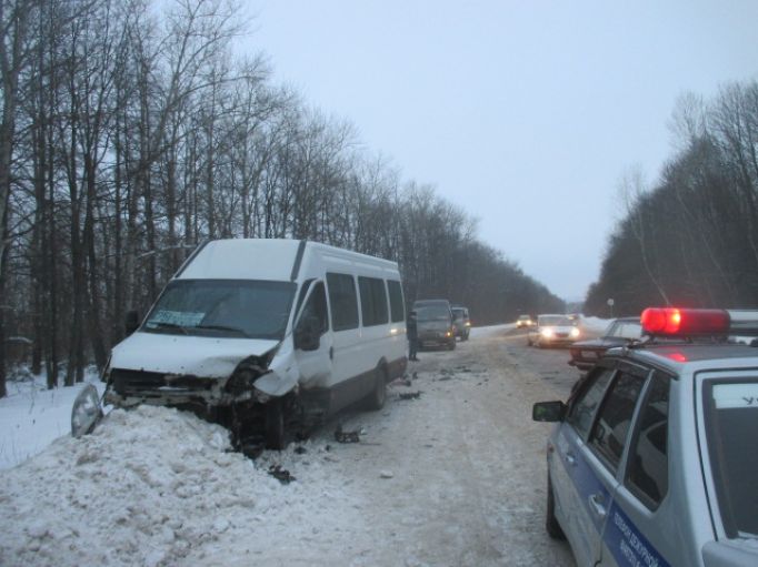 В аварии с микроавтобусом и легковым ВАЗом под Узловой погиб водитель 
