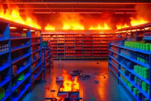 В Туле на Металлургов загорелся гипермаркет с людьми внутри.