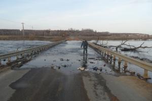В тульской деревне Федоровка подтоплен низководный мост.