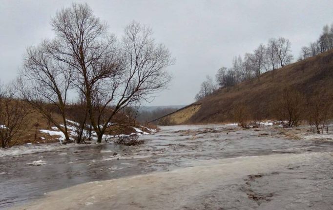 В Ефремове из-за потепления затопило мост и три населенных пункта